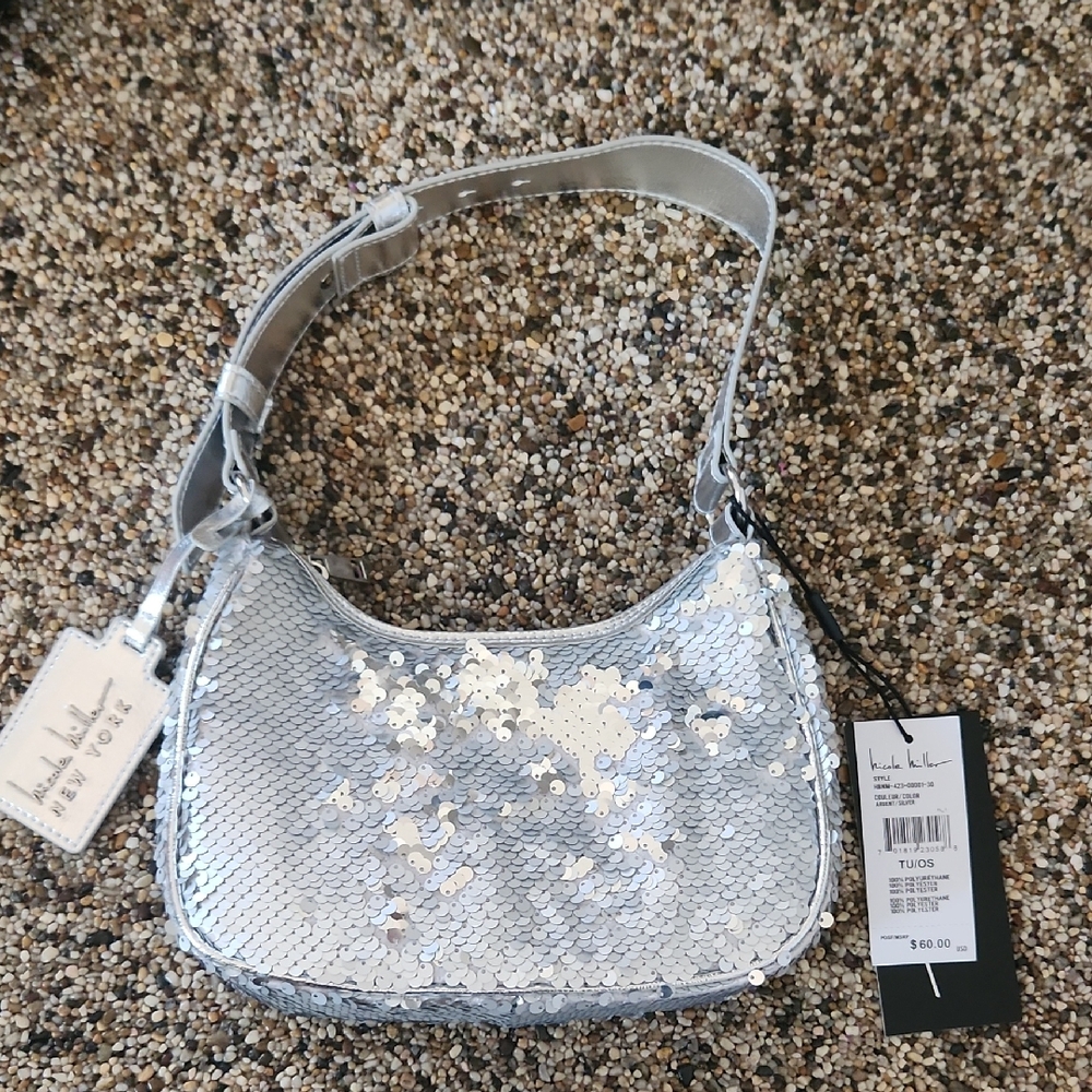 Nicole Miller Silver Sequin Shoulder Bag
